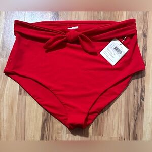 Mara Hoffman Red High-Waisted Bikini Bottom Size 3X New With Tags UPF 50+